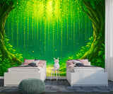Nature Art For Kids Room Wallpaper Print For Nursery Self-Adhesive Wall Mural For Baby Room Full Wall Poster "Green Arch In The Forest"🌿
