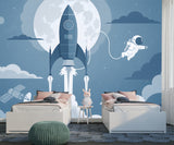 Traditional Kids Wallpaper – Space Rocket & Astronaut Design for Nursery and Children’s Rooms