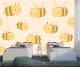 Cute Wall Murals for Kids Room, Self-Adhesive Full Wall Wallpaper “Rectangular Bees” Print for Playroom, Children’s Art for Nursery 🐝✨