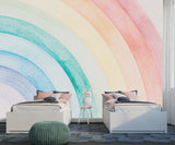 Non-Woven Wall Mural with Hand-Painted Rainbow for a Magical Children’s Room