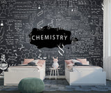 Peel and Stick Wall Mural Print for Office Science Theme Art Wall Kids Room Wallpaper Accent Wall “Chemistry and Formulas” Design for Classroom School Design Idea