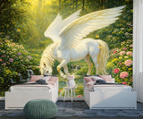Enchanted Pegasus World Non-Woven Wall Mural – Magical Fantasy Wallpaper for Children’s Room