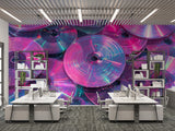Retro Y2K Aesthetic CD Wall Mural - Neon Pink Iridescent Peel and Stick Wallpaper