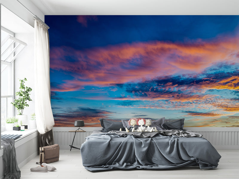 Sky Print Full-Wall Vinyl Wallpaper Peel and Stick– Art Design for Office, Living Room, or Kids' Room, Mural "Sky in Bright Tones"
