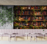 Library Peel and Stick Wall Mural – Cozy Bookcase Wallpaper for Home Office, Reading Room