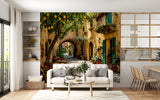 Sun-Drenched Italian Lemon Street Wall Mural - Mediterranean Alley Peel and Stick Wallpaper