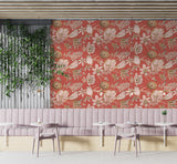 Peel and Stick Wall Mural Floral Wallpaper with Birds – Vintage Spring flowers Print Botanical Wall Mural for Living Room & Bedroom