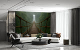 Natural Print "Bridge Into The Mist Toward The Waterfall" Brutal Wall Art Self-Adhesive Wallpaper For Living Room, Office, Adventure Lovers 🏞️