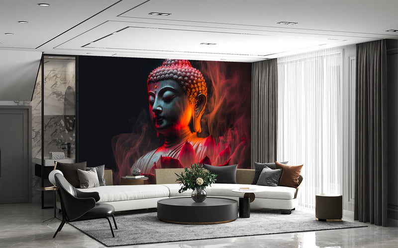 Ethnic print Modern style Non-woven Mural for living room Accent wall for bedroom "Buddha" Spiritual strength Motivational artwork