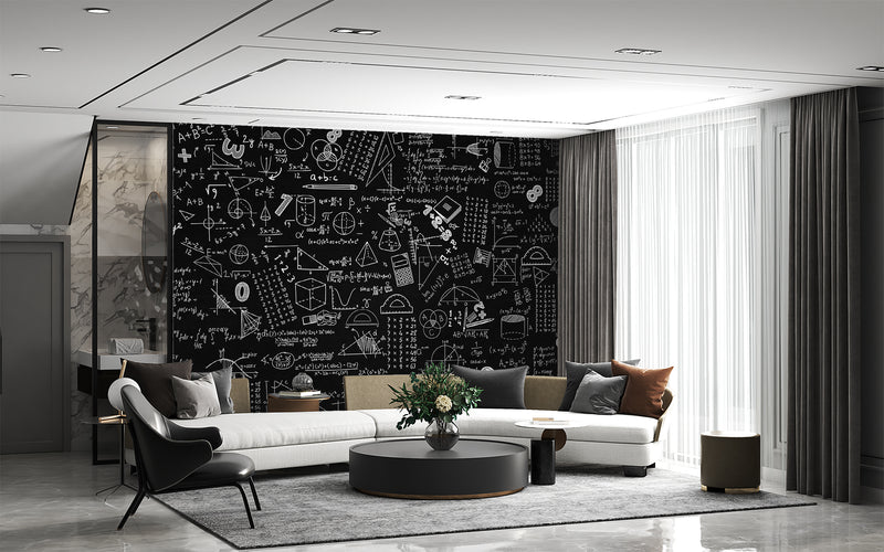 Brutal background Non-woven wallpaper for office Educational print for teen’s room Dark wall with mathematical formulas Full wall art Unique wallpaper ⚙️