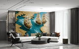 Wall Print 3D Self-Adhesive Wallpaper Perfect for Living Room, Office, Bedroom Design "Sea Journey Through the Map" 🌊🗺️
