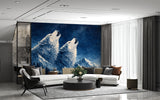 Majestic Wolves in Forest Peel and Stick Wall Mural – Mystical Wildlife Nature Wallpaper for Modern Interior