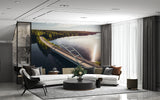 Road Above Water Wall Mural Peel and Stick Bridge Print for Living Room, Bedroom or Office Architectural Accent Wall Art