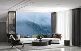 Art Design Vinyl Wallpaper Peel and Stick  Wall Mural Foggy Pine Forest for Living Room, Bedroom, Calming Print for Office or Personal Study🌲🌫️