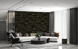 Luxury Chinese Cloud Peel and Stick Wallpaper – Black and Gold Oriental Self-Adhesive Wall Mural