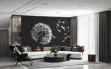 Peel and Stick Wall Mural Black and White Dandelion for Office