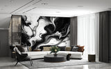 Black & White Abstract Wall Mural – Modern Peel and Stick Wallpaper for Contemporary Interior Design