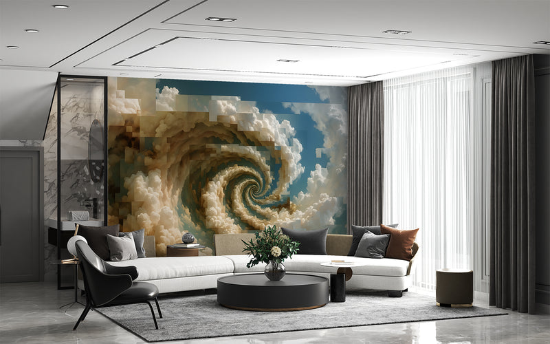 Modern Style Alternative Vision Of The Sky Wall Mural Self-Adhesive Wallpaper For Office "Mosaic Sky" Art Design For Bedroom Large Poster For Living Room Calm Colors ✨
