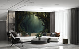 Traditional wallpaper Misty forest thickets, mystical atmosphere for bedroom, living room, or office Accent wall, Art Wall