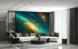 Wallpapers For Cosmic Design Vinyl Wallpaper Peel and Stick For Living Room, Hall, Art Design For Office "Spiral Galaxy In Radiance" Accent Wall 🌌✨