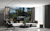 Peel and Stick Wallpaper Off-Road Hummer in the Forest – Realistic Off-Road Print Wall Mural for Garage, Office, and Kids’ Room