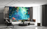 Enchanted Tropical Forest Wall Mural – Colorful Floral Jungle Peel and Stick Wallpaper for Kids Room & Bedroom