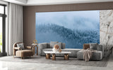 Art Design Vinyl Wallpaper Peel and Stick  Wall Mural Foggy Pine Forest for Living Room, Bedroom, Calming Print for Office or Personal Study🌲🌫️