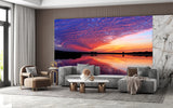 Nature Print Self-Adhesive Wall Mural for Living Room, Relaxation Area "Reflection of Clouds in the Lake" Accent Wall Decor