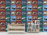 Self-Adhesive Wall Mural – Construction Vehicles Pattern Wallpaper for Kids Room | Peel and Stick Photo Wallpaper