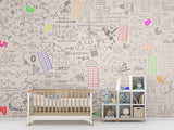 Accent wall Peel and stick wallpaper for kids’ room Bright highlighted formulas Calm background for learning Motivational print Wallpaper for living room or hall ✨