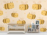Cute Wall Murals for Kids Room, Self-Adhesive Full Wall Wallpaper “Rectangular Bees” Print for Playroom, Children’s Art for Nursery 🐝✨
