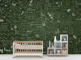 Wallpaper with formulas Math tasks design for kids’ room Peel and stick Mural Wall art Poster Educational zone or school print 📘