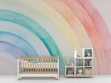 Non-Woven Wall Mural with Hand-Painted Rainbow for a Magical Children’s Room
