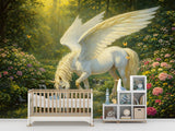Enchanted Pegasus World Non-Woven Wall Mural – Magical Fantasy Wallpaper for Children’s Room