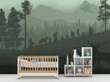 Self-adhesive wallpaper for a kids' room with a spirit of adventure and a magical atmosphere, accent wall art print "Silhouettes of Heroes" ✨
