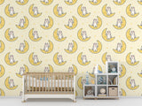 Peel and Stick Wall Mural “Happy Bunnies on the Moon” – Kids Room Wallpaper