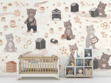 Cute Honey Bear Wallpaper • Sweet Beehive Peel and Stick or Non-Woven Wall Mural