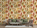 Self-Adhesive Tropical Parrot Wallpaper | Vintage Botanical Birds Pattern | Removable Wall Mural for Living Room Bedroom Interior