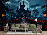 Gothic Style Peel and Stick Wall Mural for Living Room, Bedroom, or Home Office – "Rose Alley on a Gothic Night"