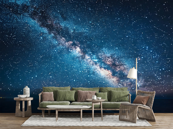 Accent Wall Non-Woven Wallpaper For Living Room, Kids Room, Bedroom | Home Decor "Milky Way Over The Sea" 🌌