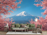 Self-Adhesive Mount Fuji Cherry Blossom Wall Mural – Natural Scenic Landscape for Bedroom