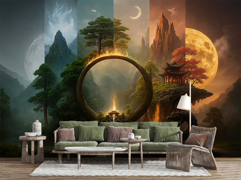 Self-Adhesive Wallpaper Full Wall Print For Living Room Office Design Fantasy Mural "Mystical Other Worlds" For Bedroom 🌌