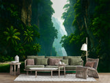 Art Wallpaper For The Whole Wall, Peel and Stick Wall Mural For Office, Print For Living Room, Poster For Bedroom "Mysterious Tropical Passage" 🌿