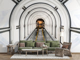 Urban Style Industrial Art Non-Woven Wall Mural For Entire Wall In Living Room Visual Space Enlargement Excavator Underground Tunnel Print For Office