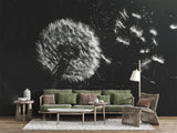 Peel and Stick Wall Mural Black and White Dandelion for Office