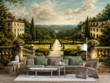 Peel and Stick Wall Mural – Classic Italian Villa Garden Landscape Wallpaper
