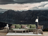 Nordic Design Peel and Stick Wall Mural Scandinavian Style Evening View of the Old Town of Kotor Bay from Mount Lovćen Print for Living Room, Office or Bedroom