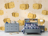 Cute Wall Murals for Kids Room, Self-Adhesive Full Wall Wallpaper “Rectangular Bees” Print for Playroom, Children’s Art for Nursery 🐝✨