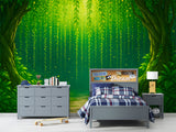 Nature Art For Kids Room Wallpaper Print For Nursery Self-Adhesive Wall Mural For Baby Room Full Wall Poster "Green Arch In The Forest"🌿