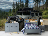 Peel and Stick Wallpaper Off-Road Hummer in the Forest – Realistic Off-Road Print Wall Mural for Garage, Office, and Kids’ Room